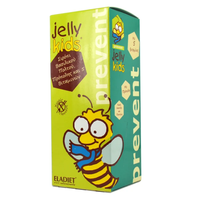 Eladiet Jelly Kids Prevent Dietary Supplement with Royal Jelly, Propolis, Pollen and Vitamins Gluten Free 250ml