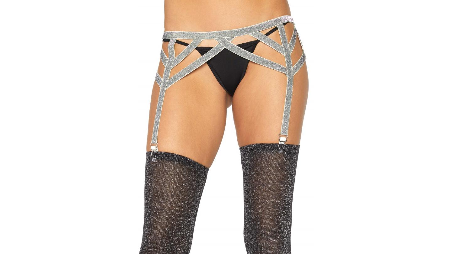 Lurex elastic garter belt