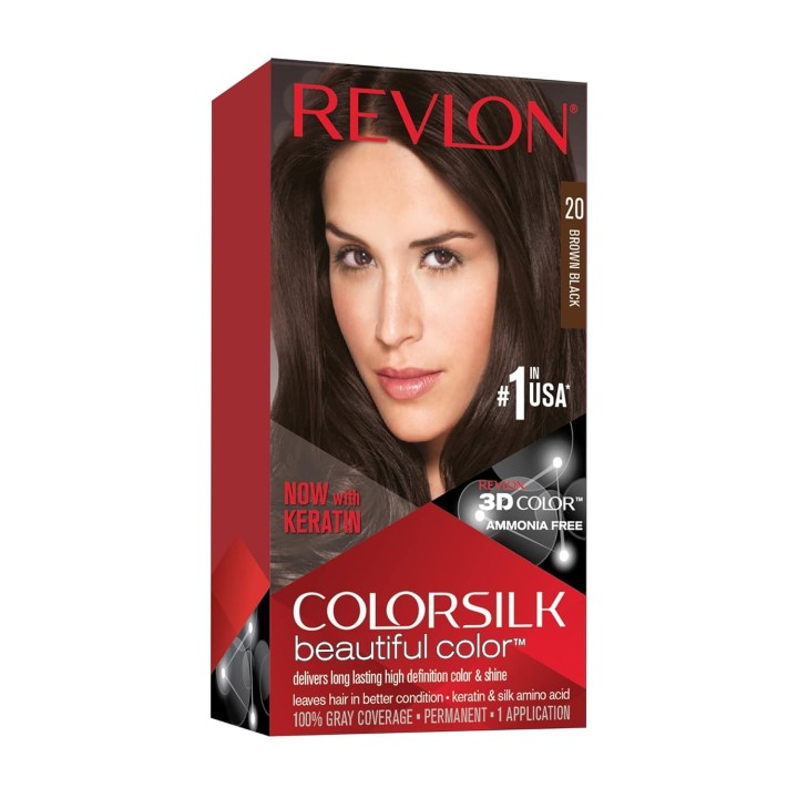 Revlon ColorSilk Hair Color, 20 Brown Black