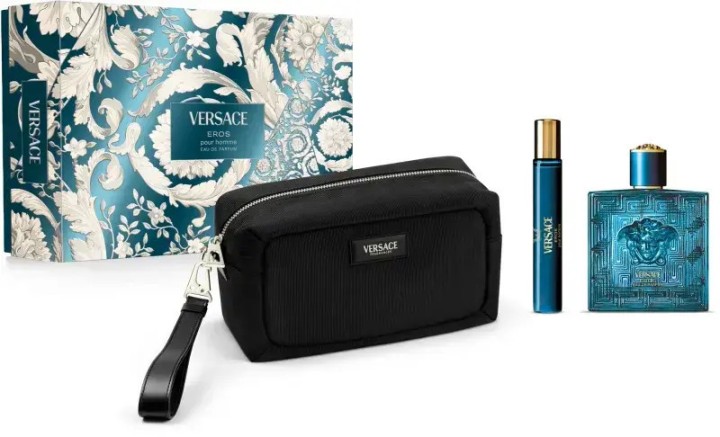 Versace Eros Men's Set with Eau de Parfum 3pcs EDP 100ml + Travel Spray 10ml + Cosmetics Bag