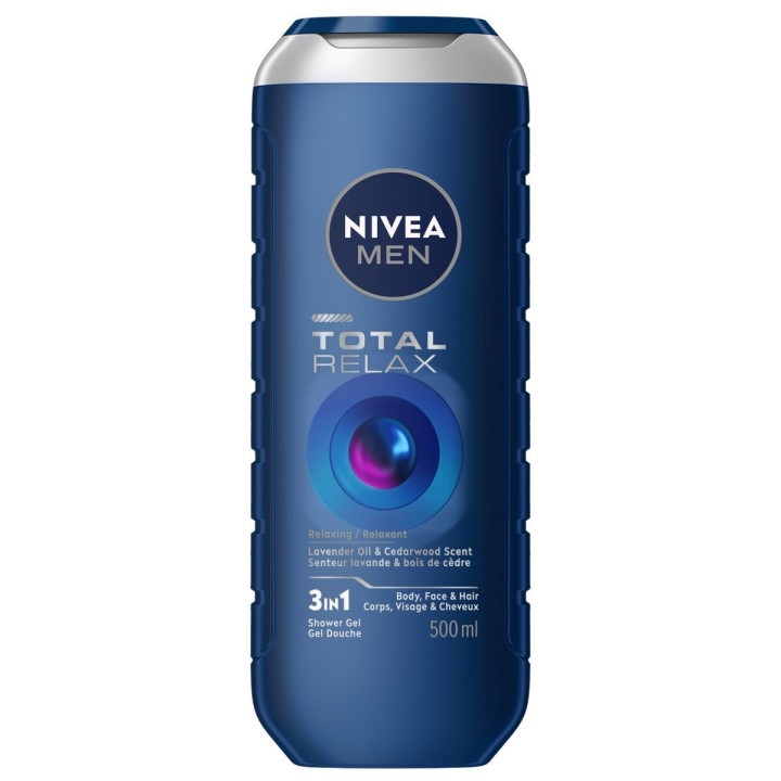 Nivea Relax Shower Gel for Men for Face, Body & Hair Lavender 500ml