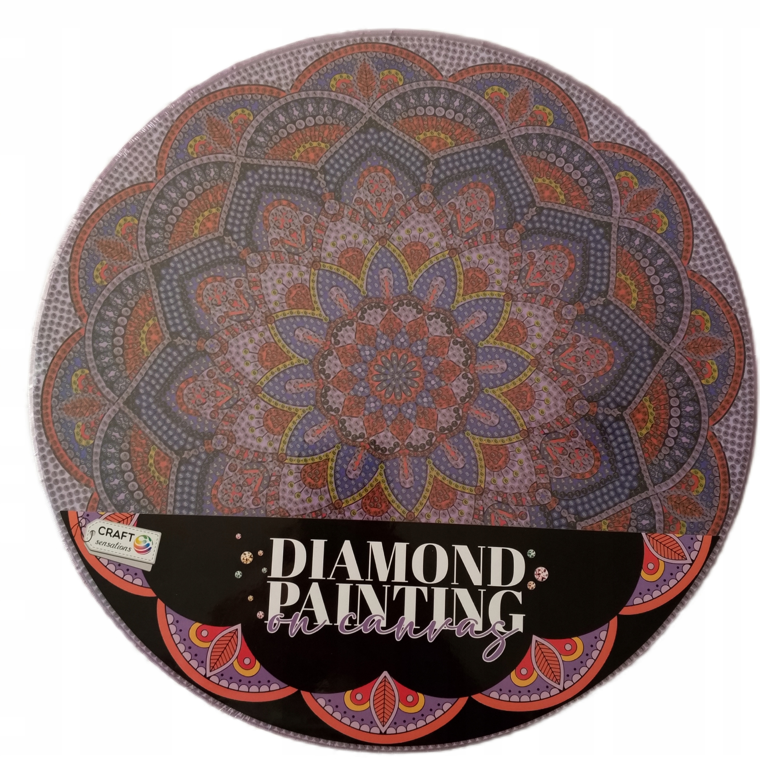 diamond painting on board, round 30cm- mandala