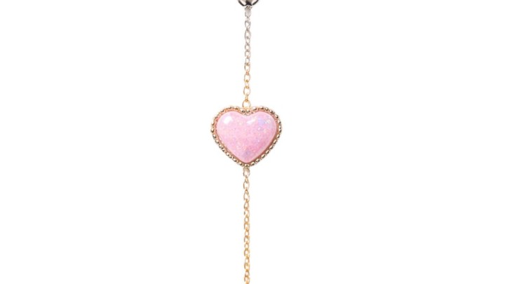 Gold Heart Bracelet – Pink Iridescent Stone