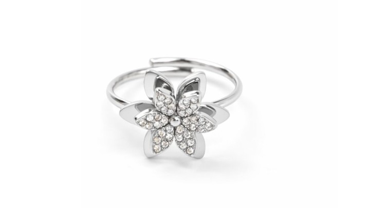 Flower Crystal Ring – Stainless Steel (silver )