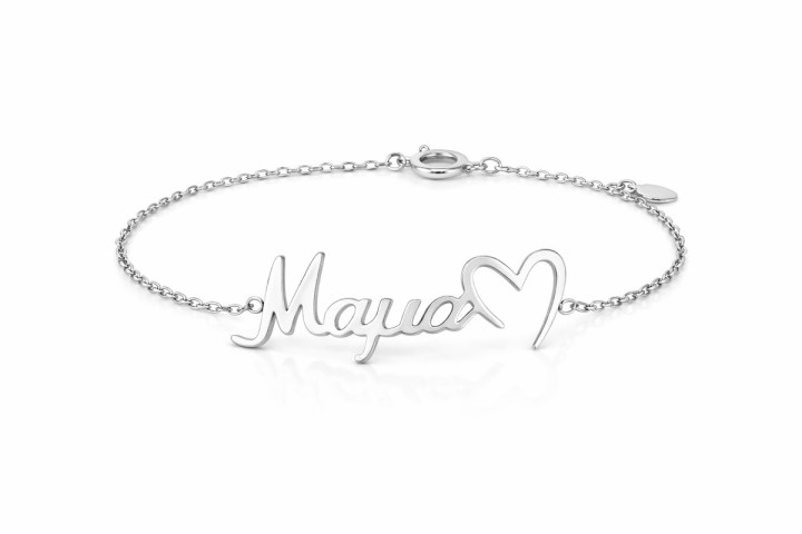Mama Heart Name Bracelet – Stainless Steel (silver)