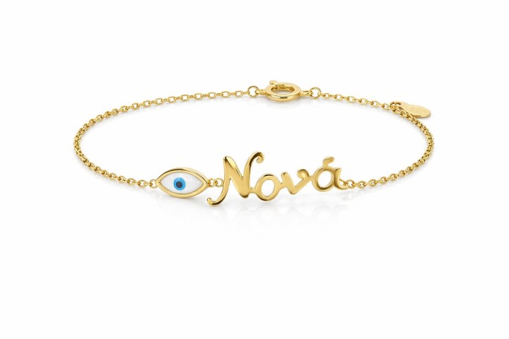 Nona Evil Eye Name Bracelet – Stainless Steel gold finish