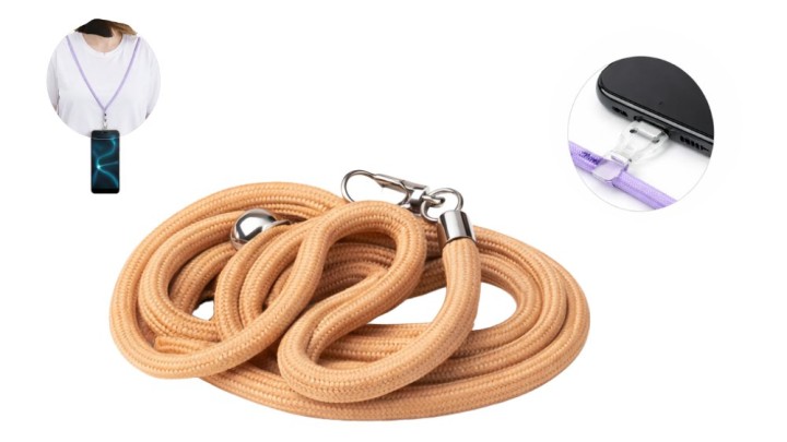 Universal Braided Lanyard with Metal Clip – beige