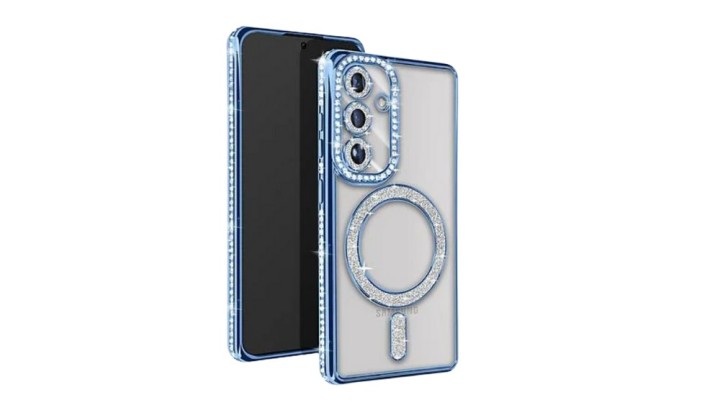Glitter Magnetic Clear Case with MagSafe for Samsung A56– Blue