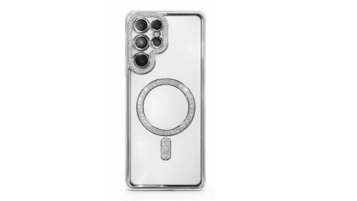 Glitter Magnetic Clear Case with MagSafe for Samsung A56– Silver