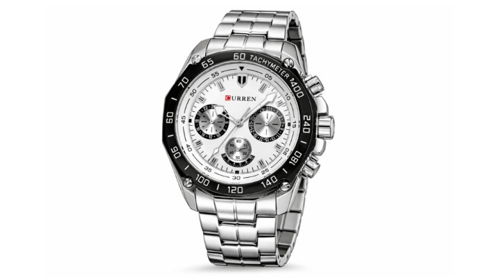 Curren Men’s Chronograph Watch – Grey Sunburst Dial with Stainless Steel Bracelet