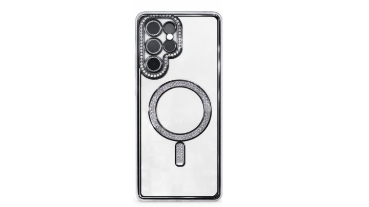 Glitter Magnetic Clear Case with MagSafe for Samsung S24 ULTRA– Black