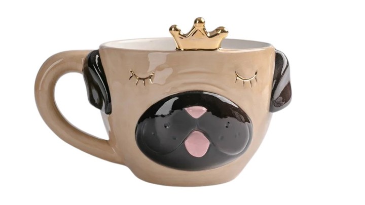 Cute Dog Mug with Crown – Ceramic Gift Cup