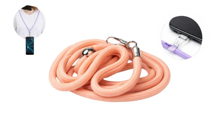 Universal Braided Lanyard with Metal Clip – Peach