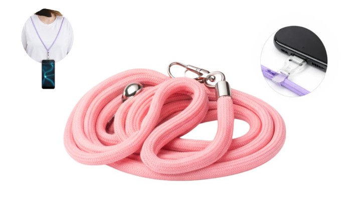Universal Braided Lanyard with Metal Clip – Pink