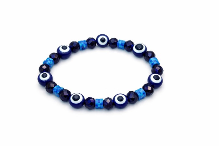 Midnight Blue Evil Eye Bracelet – Faceted Crystal Protection Band