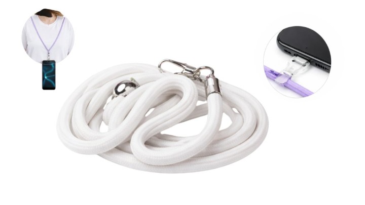 Universal Braided Lanyard with Metal Clip – White