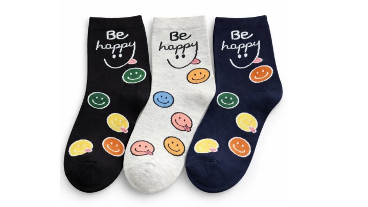 Be Happy Smiley Ankle Socks - Size 35-41 – Set of 3 Pairs