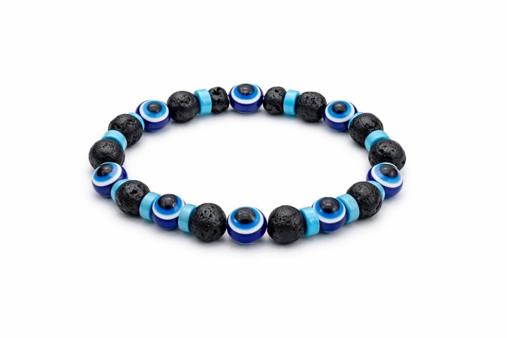 Black Lava Stone Evil Eye Bracelet – Natural Protection Unisex Band