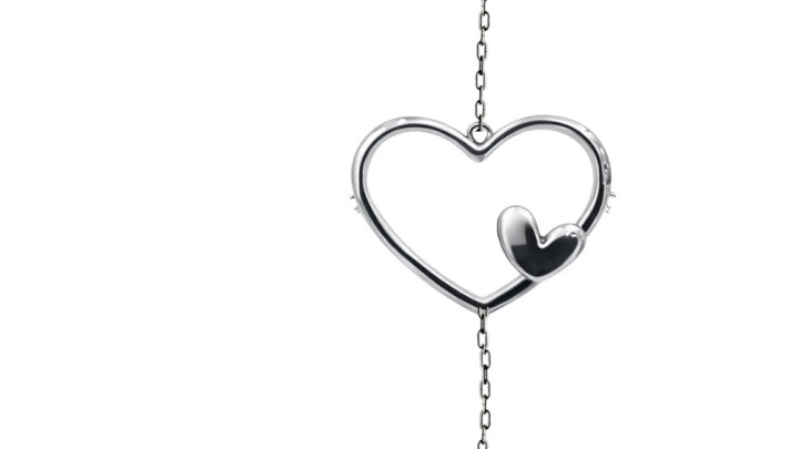 Elegant Double Heart Silver Necklace