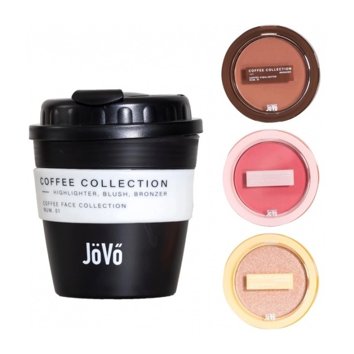 Jovo Total Face Cup Makeup Set With Mini Essentials For Face And Cheeks
