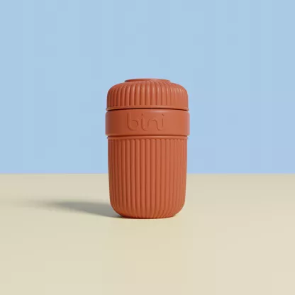 Portable and bio-sourced mug, 350 ml - Terracotta