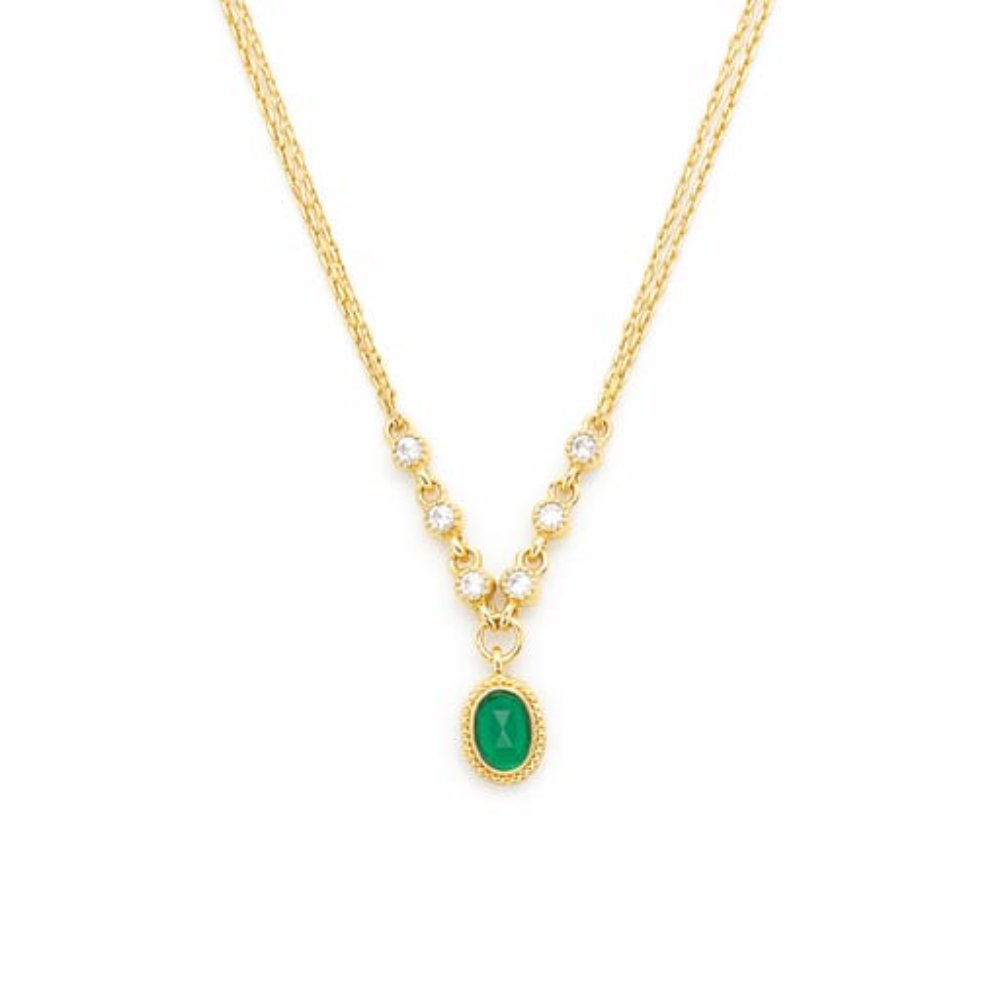 Emerald Charm Necklace Silver 925