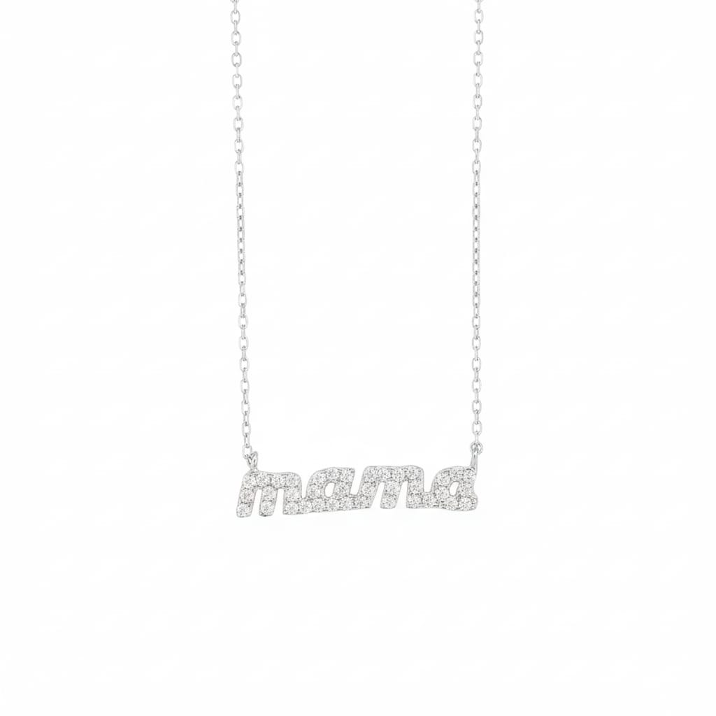 Mama Necklace with zircons Silver 925 Goldplated
