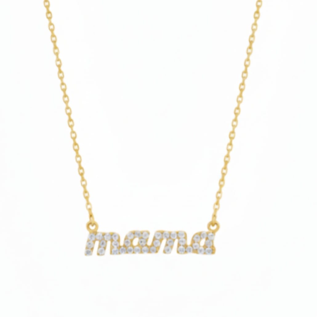 Mama Necklace with zircons Silver 925 Goldplated