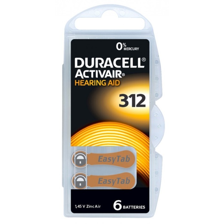 Duracell Hearing Aid Batteries 312 1.45V 6pcs