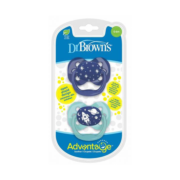 Dr. Brown's Advantage Blue Pacifier (0-6m) 2 pack