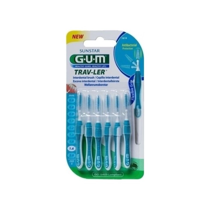 Gum Trav-Ler Interdental Brush Interdental Brushes 1.6Mm x6