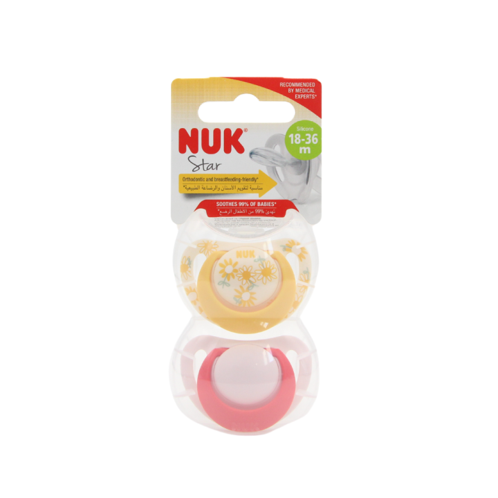 NUK Star Silicon Baby Soothers 18-36m x2