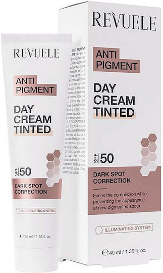 Revuele Anti-pigment Dark Spot Correction Tinted Day Cream with Color and SPF50 for Hydration & Spots 50ml