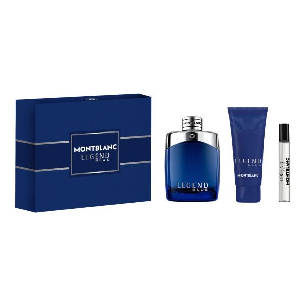 Montblanc Men's Legend Blue Gift Set Fragrances EDP 100ml + Shower Gel 100ml + Travel Spray 7.5ml