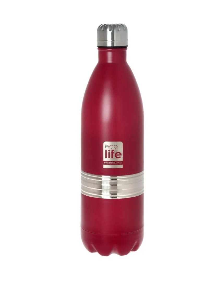 Ecolife metal thermos bottle 1lt red 33-bo-3010
