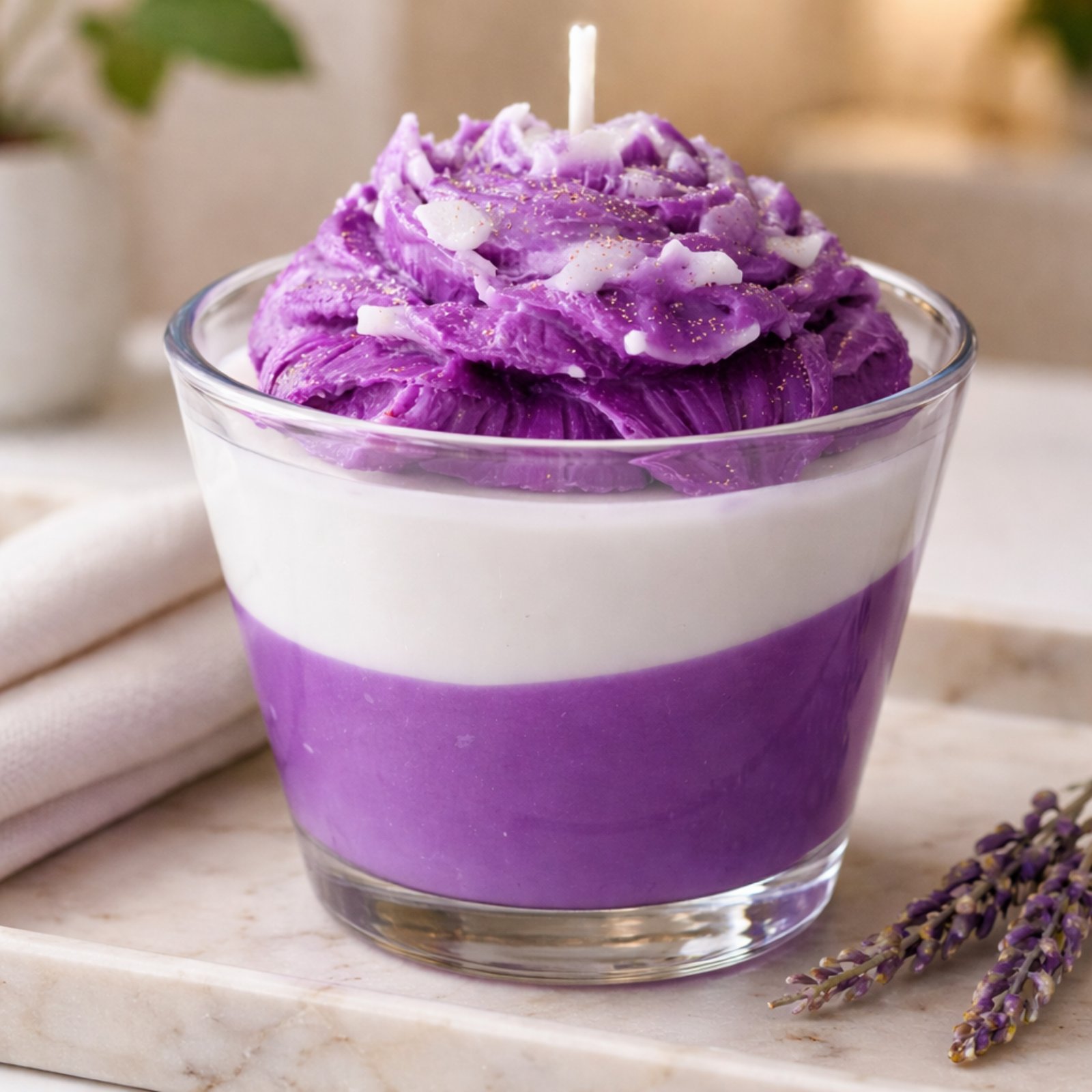 SCENTED SOY CANDLE PURPLE ROSE