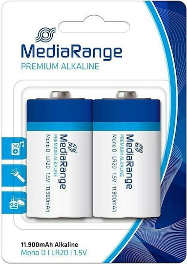 Mediarange Premium Alkaline Batteries D 1.5V 2Pcs