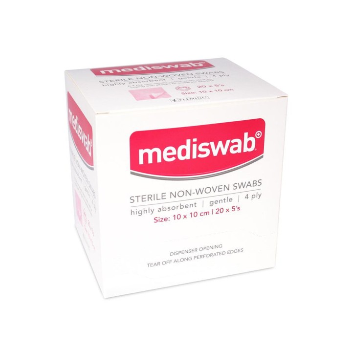 NON-WOV SWAB 5X5CMX100 4PLY