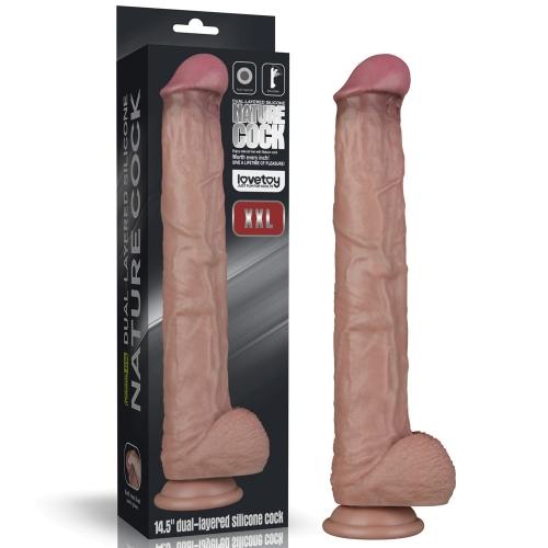 14.5” Dual Layered Bendable Silicone Cock XXL(Flesh)