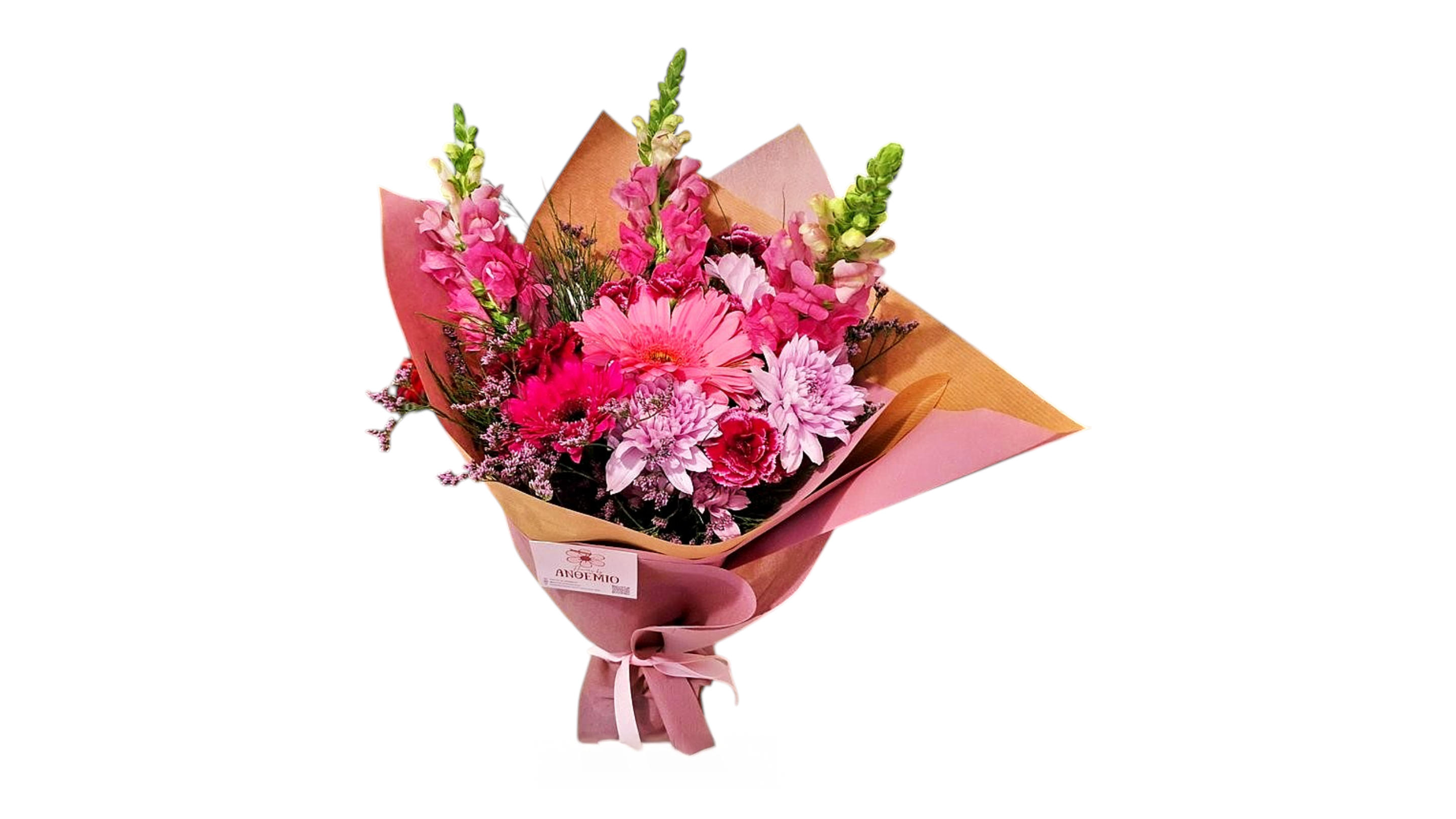 Bouquet with Seasonal Flowers in Pink Colors
