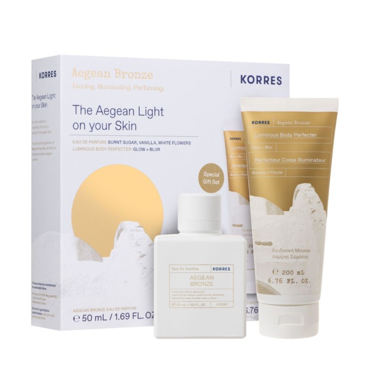 Korres Set Aegean Bronze Light On Your Skin Eau de Parfum 50ml & Body Perfecter 200ml – body lotion, perfume set, skincare, shimmering body lotion