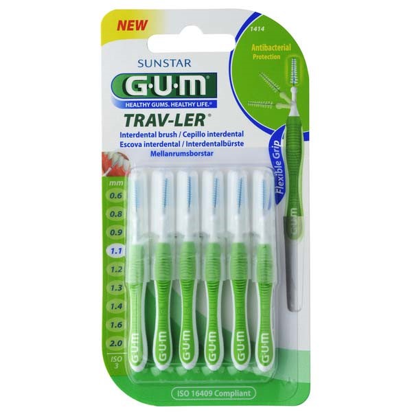 Gum Trav-Ler Interdental Brush 1414 Green1.1Mm