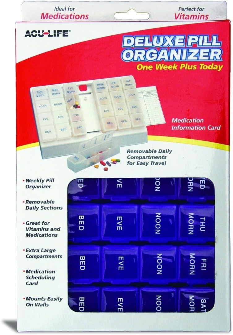 Acu-Life Deluxe Pill Organizer 'One Week Plus Today'