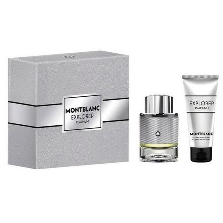 Mont Blanc Explorer Platinum Eau de Parfum 60ml + Shower Gel 100ml – mens perfume spray and cream set