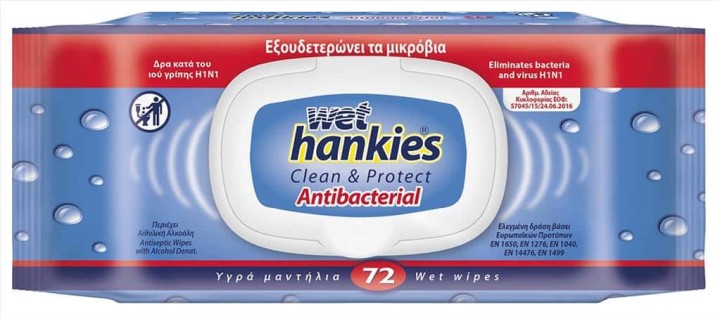 Mega Wet Hankies Clean Protect Antibacterial 72Pcs 16M