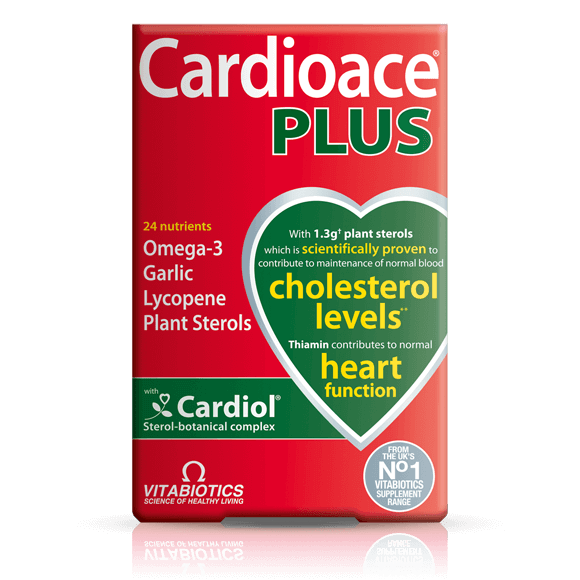 VitaBiotics Cardioace Plus Omega-3 Garlic Lycopene Plant Sterols - Maintain Cholesterol Levels 60 Capsules