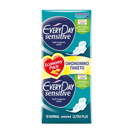 Everyday Woman's Care Sensitive Ultra Plus Normal Economy Sanitary Pads 18 Pieces
