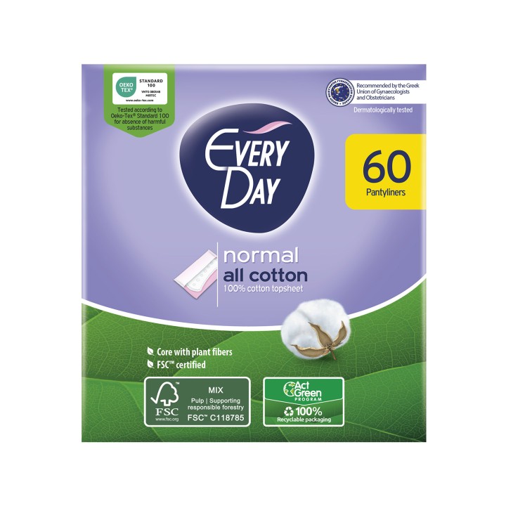 Every Day Normal All Cotton Sanitary Napkins 60Pcs