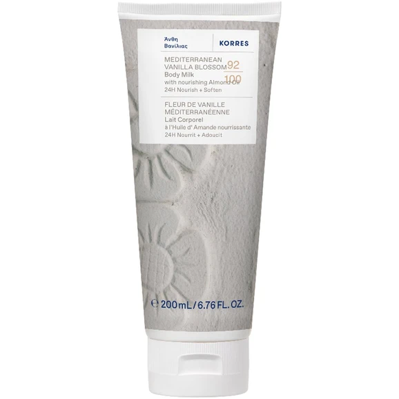 Korres Mediterranean Vanilla Blossom Body Smoothing Milk Moisturizing Body Milk With Vanilla Blossom Scent, 200ml