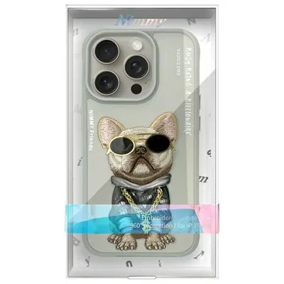 Nimmy Case Glasses Cool Dog For Iphone 15 Pro Gray